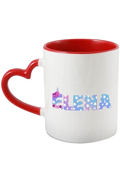 StoryGift Romania Cup With Name Elena, Unicorn, Princess, Fairytale, Cute, 330ml, Ceramic with M, With, STG.
