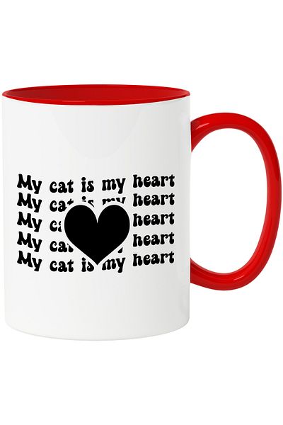 StoryGift Romania Mug with a heart and the text "My cat is my heart" - my cat is my heart c, With ,STG.