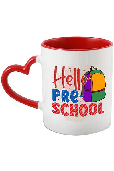 StoryGift Romania Mug with the message "Hello, pre-school", illustration, school, pupils, students, teachers, With ,STG.