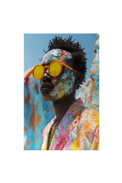 StoryGift Romania Tablou Canvas Black Man Pictat Pe Fata Asortat Cu Camasa Si...