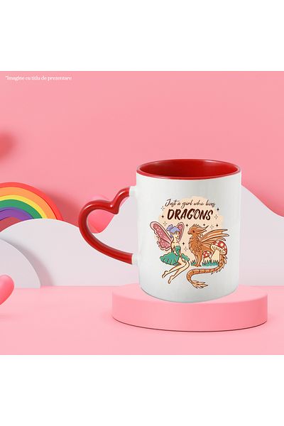 StoryGift Romania Mug With English Message Just A Girl Who Loves Dragons, Fairy, Multicolor 330 ml,, With ,STG
