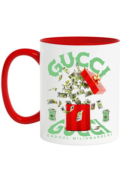 StoryGift Romania _Gucci_ Mug - Millionaire's Gift, 330ml, Ceramic with Red Handle, With Red Handle STG ,,STG .