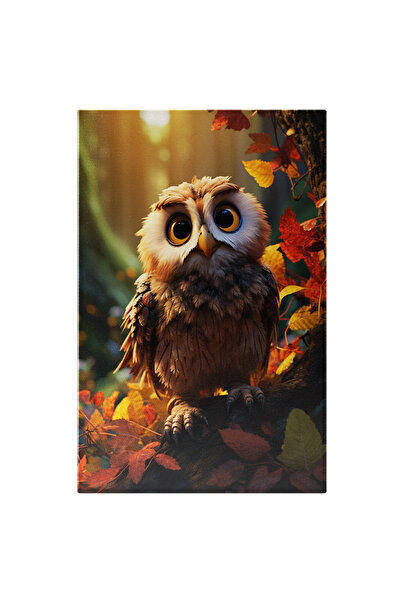 StoryGift Romania Tablou Canvas: Micuta Bufnita Trista Pe O Ramura De Copac S...