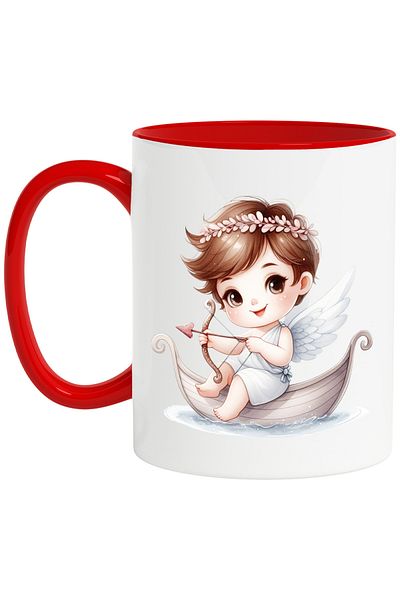 StoryGift Romania Mug with a cheerful baby Cupid | illustration | archery | wings | love, With ,STG