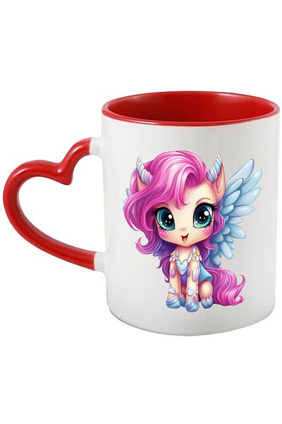 StoryGift Romania Mug with a pony with wings | illustration | long mane | pink | cheerfulness | blushing, With ,STG .