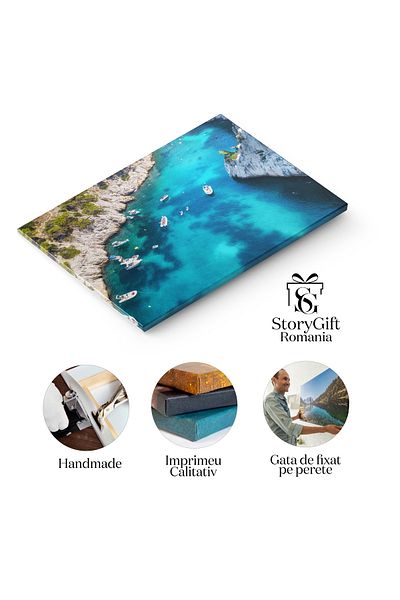 StoryGift Romania Tablou Canvas Perspectiva Aeriana A Barii Pe Suprafata Apei Turcoaz Tropical Perspectiva Aerian