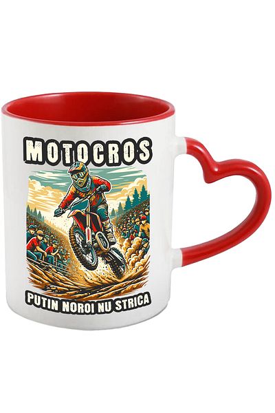 StoryGift Romania Motocross Mug A Little Mud Doesn't Hurt the Speed ​​Race, 330ml, Ceramic with Heart Handle, With,STG.