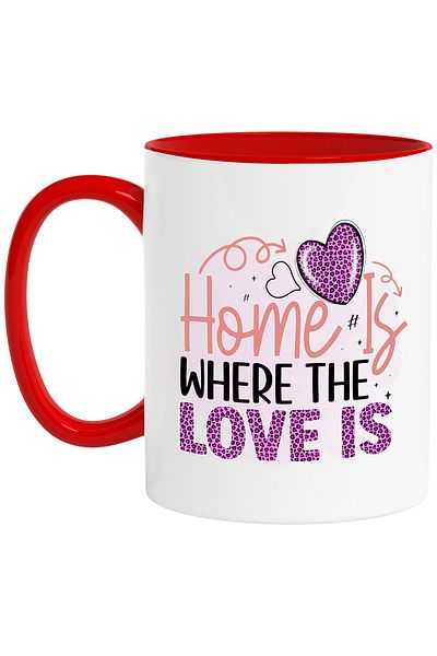 StoryGift Romania Mug with the message "Home is where the love is", illustration, family, relatives, home, u, Cu, STG