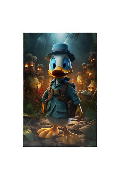 StoryGift Romania Tablou Canvas: Exploratoarea Ratusca Donald Disney, Cu Palarie Albastra Printre Felinare Sclip