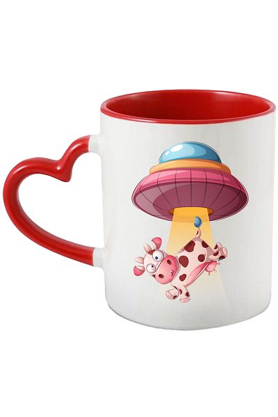 StoryGift Romania Mug With UFO, Cow, Abduction, Aliens, SF, Multicolor 330 ml, Ceramic with Ma, With, STG.