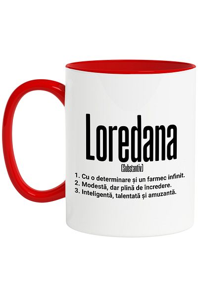 StoryGift Romania Mug With the Name Loredana, and Motivational Message, Determination, Modest, Intelligent, With, STG.