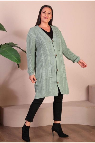 Sevda Kılınç Plus Size Standard Knitwear Cardigan