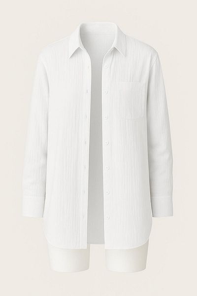 HAKKE Oversize Basic Buttoned Muslin Shirt