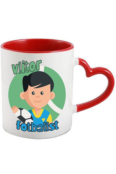 StoryGift Romania Future footballer child mug with ball, passion sport, 330ml, Ceramic with Ini Handle, With, STG.