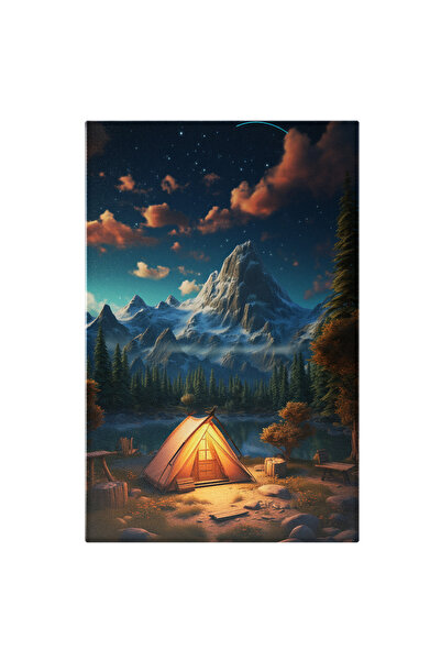 StoryGift Romania Tablou Canvas: Imagine Cu Un Cort , Peisaj Muntos Cu Un Lac Si Brazi - Fotografie Artistica Si