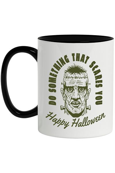 StoryGift Romania Mug With Message Do Something That Scares You, Halloween, Multicolor 330 ml, Ceramics, With ,STG.