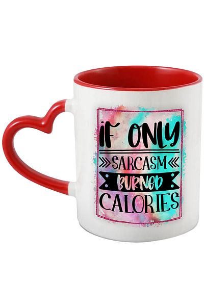 StoryGift Romania Mug with the message "If only sarcasm burned calories", illustration, funny, laugh, co, With ,STG.