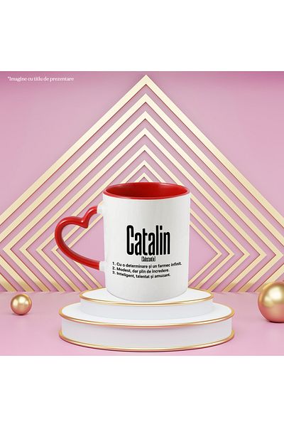 StoryGift Romania Mug With The Name Catalin, Determination, Modest, Intelligent, Funny, Personalized, , With ,STG.