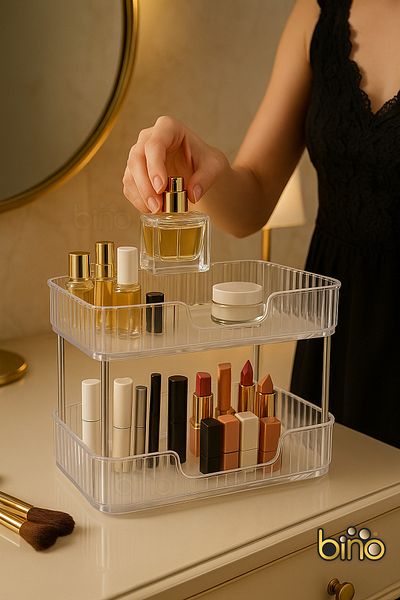 Bino Makeup Organizer 2 Tier Jewelry Box Utensil Cosmetic Storage Box Bathroom Organizer Makeup Rack