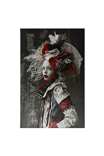 StoryGift Romania Tablou Canvas Costum Tip Mad Hater Alb Și Roșu Cu Detalii N...