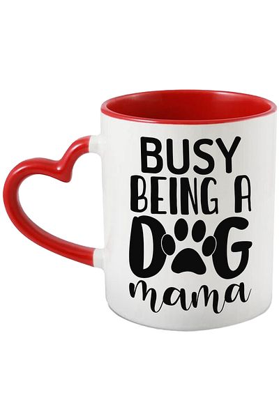StoryGift Romania Mug for women who are busy being mothers of puppies with Red Heart Handle, With M,STG.