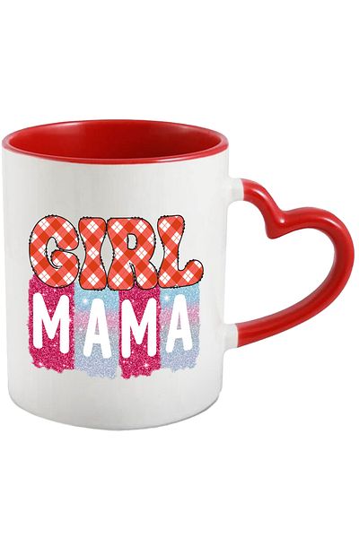StoryGift Romania Mug with the message "Girl Mama", mother's face, illustration, mother, maternal love, affection, With ,STG.