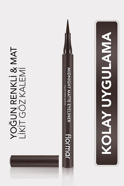 Flormar Matte Liquid Pen Eyeliner (BROWN) - Midnight Matte Eyeliner - 002 Brown -8690604641659