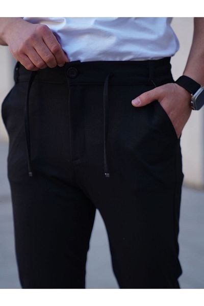 EXSPORT Pantaloni pentru bărbați, cu buzunar lateral, cu talie elastică, cu șireturi, cu două picioare, cu croială relaxată