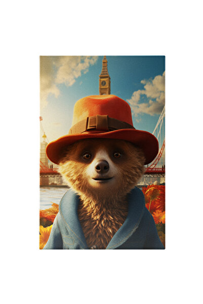 StoryGift Romania Tablou Canvas: Animații- Portret Femelă Urs Cu Pălărie Roși...