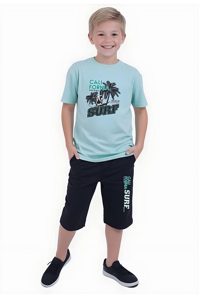 FYK KİDS Boy's Summer Surf Printed Bottom-Top Suit
