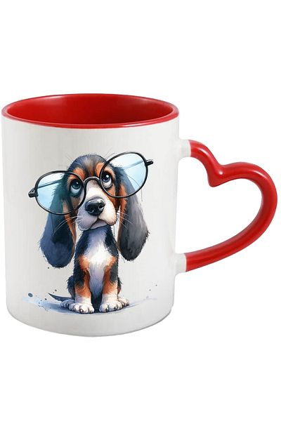 StoryGift Romania Mug with a puppy wearing glasses that don't fit | a little sad, With ,STG.