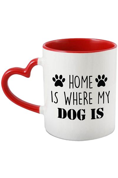 StoryGift Romania Paw mug for dog owners with the text in English "Home is where my d, Cu,STG.
