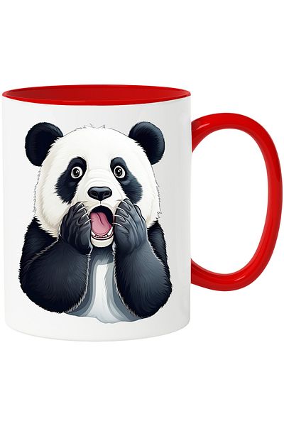 StoryGift Romania Mug with a Panda bear with his mouth hanging open | illustration | shocked | amazed |, With ,STG.