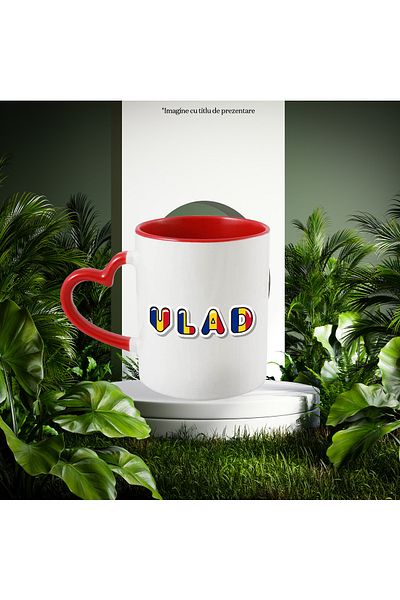 StoryGift Romania Mug With Name Vlad, Romania, Supporter, Romanian Flag, Patriot, 330ml, Ceramics, With, STG.