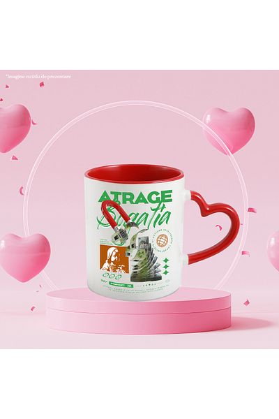 StoryGift Romania Mug Attracts Wealth - Opportunity and Action, 330ml, Ceramic with Heart Handle Ro, With, STG.