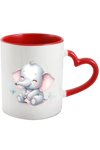 StoryGift Romania Mug with a female elephant | illustration | cheerful | blushing | happiness | for , With ,STG .