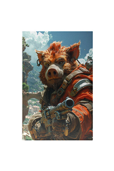 StoryGift Romania Tablou Canvas: Apărătorul Cu Rât De Porc Pușca Încărcată Cercei În Urechi Orașul Din Munți Pict