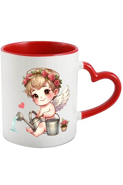 StoryGift Romania Mug with a baby watering with a watering can | diligence | flower crown | gal, With, STG.