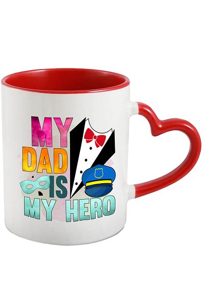 StoryGift Romania Mug with the message "My dad is my hero", dad, illustration, is a hero, mask, poly, With, STG.