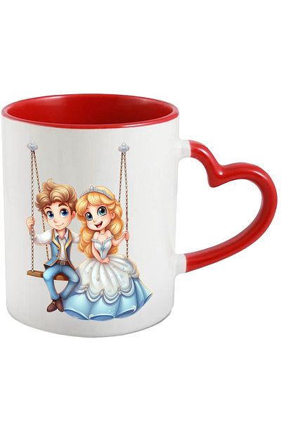 StoryGift Romania Mug with a princess and a boy swinging | cheerful | illustration | rock, With ,STG.