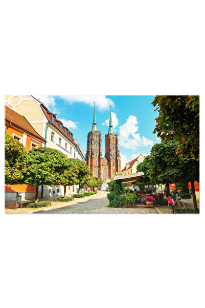 StoryGift Romania Tablou Canvas Strada Si Catedrala, Wroclaw, Polonia, Arhitectura, Biserica, Oras Vechi. 4231