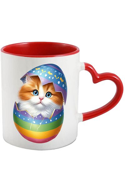 StoryGift Romania Mug with a surprised kitten coming out of a broken egg | illustration | curious, With ,STG.