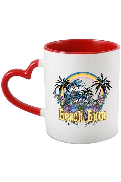 StoryGift Romania Mug with the message "Beach Bum", summer, vacation, relaxation, holiday, illustration, beach, With ,STG.