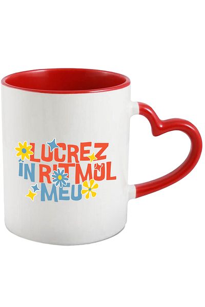 StoryGift Romania I work at my own pace, work from home mug, 330ml, Ceramic with Heart Handle, With, STG.
