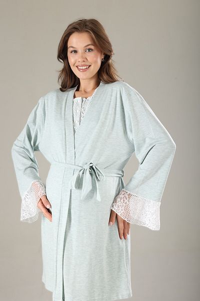 Pelin Set de pijamale de maternitate pentru femei, albastru, cu dantelă, 3 piese