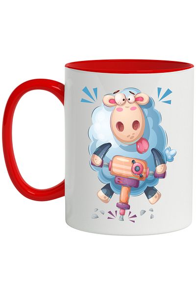 StoryGift Romania Mug With Sheep, Worker, Picamer, Gravel, Multicolor 330 ml, Ceramic with R Handle, With ,STG.