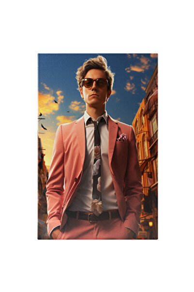 StoryGift Romania Tablou Canvas: Milionar Imbracat In Roz Cu Cravata In Flori...