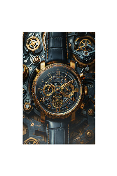 StoryGift Romania Tablou Canvas Ceas Auriu Cu O Curea Neagra, Luxury Gold Wat...