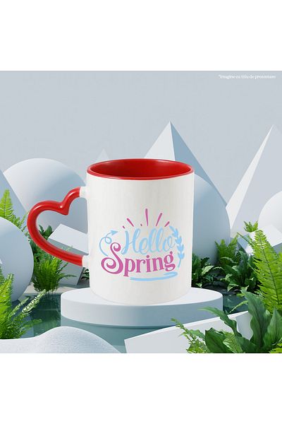 StoryGift Romania Mug with the text in English "Hello, spring" - good spring flowers nature with Handle, With, STG.