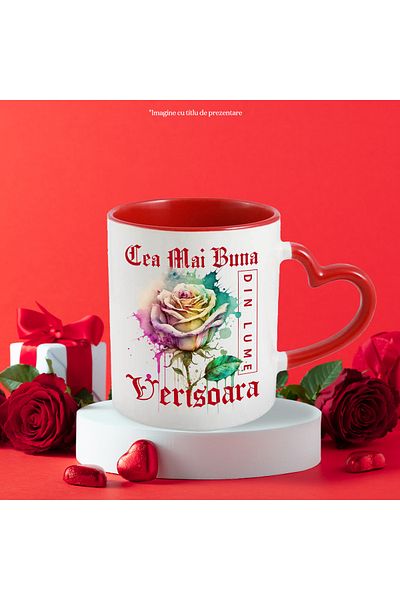 StoryGift Romania Mug With The Text The Best Cousin In The World, Flower, Colorful Rose, Wate, With,STG.